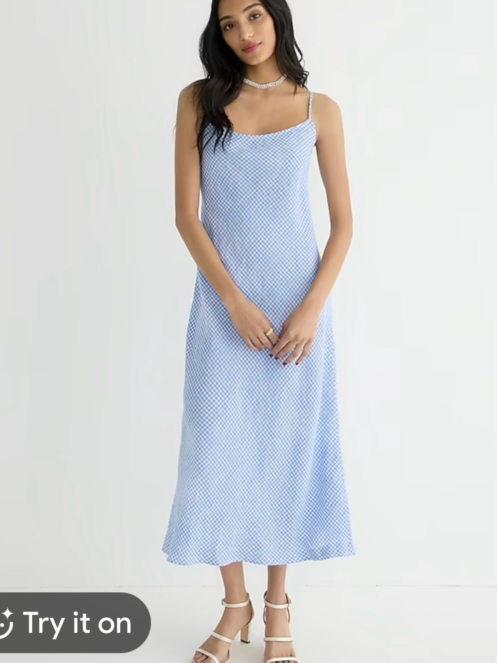 J crew Light Blue Gingham Slip Dress